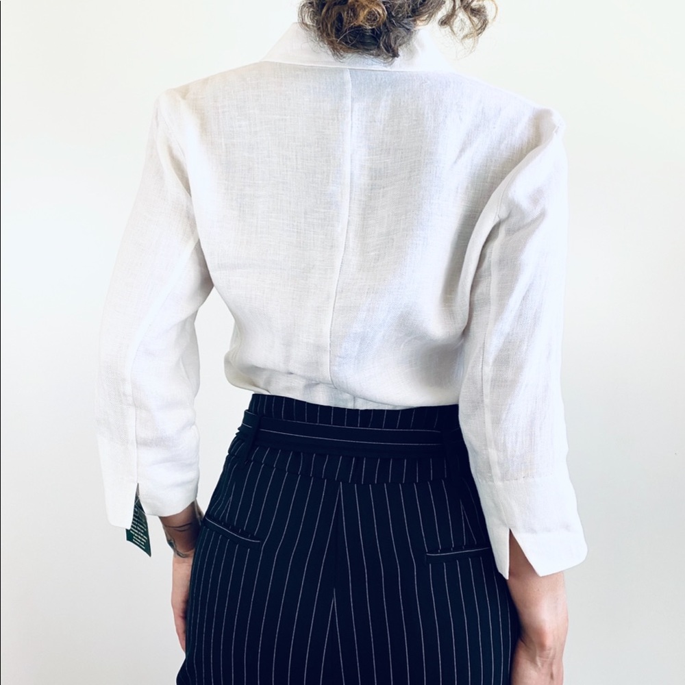 Ralph Lauren White Linen Button Up 3/4 Sleeve